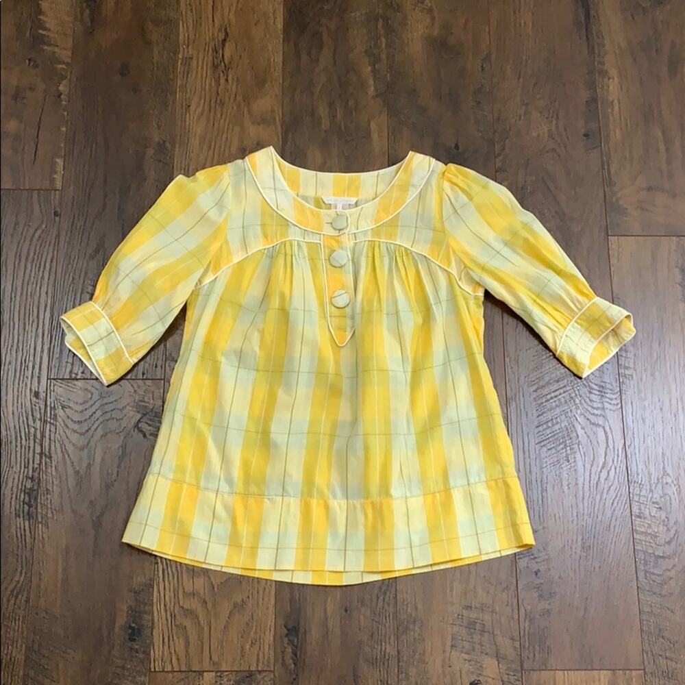 Fcuk jeans yellow plaid pullover top